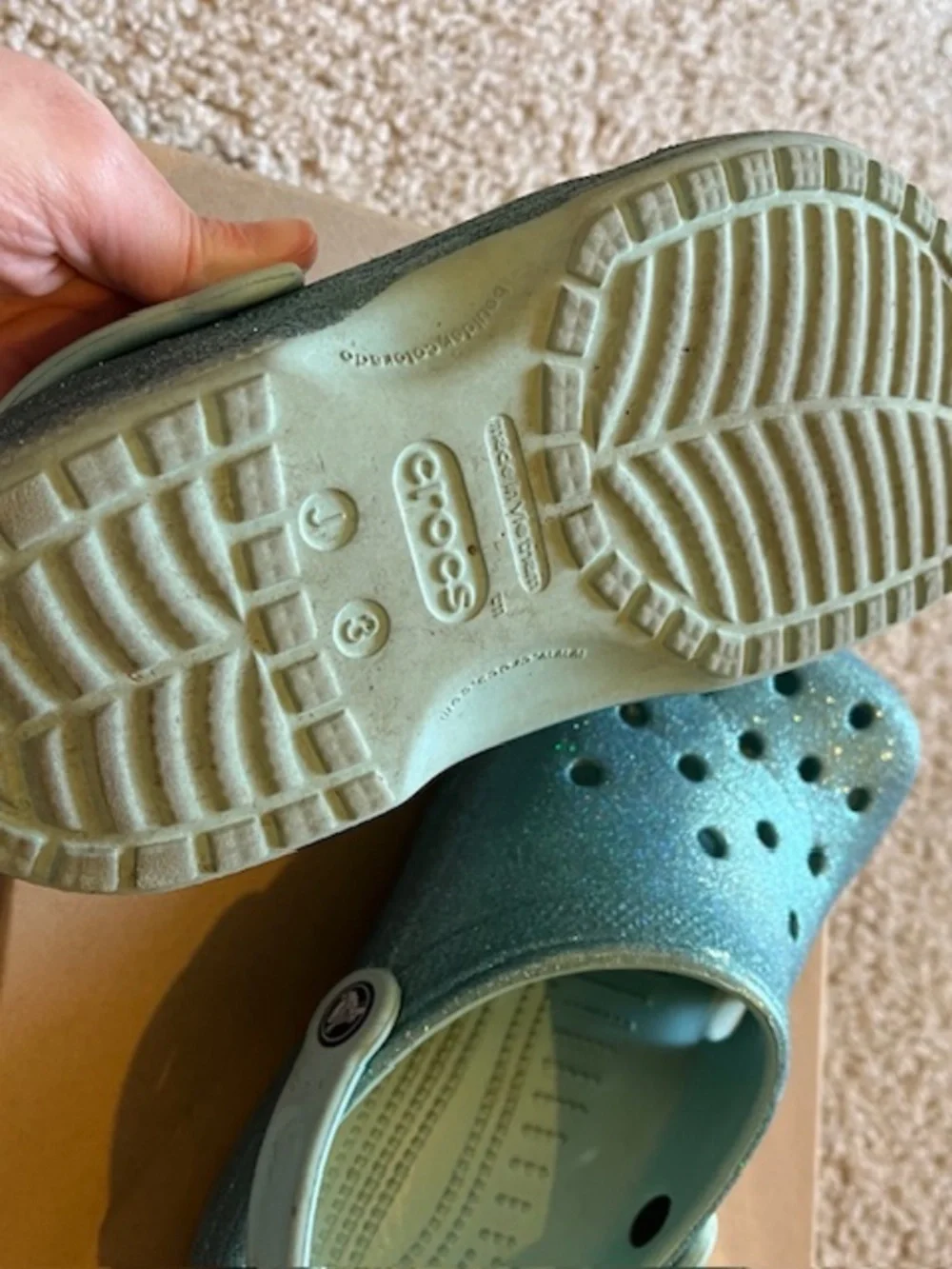 Crocs Glitter Classic Clog Size US J 3